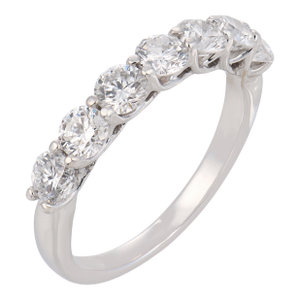 Vintage Diamond 18k White Gold Half Eternity Band, Size 4.25