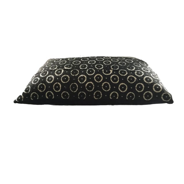 Superb custom lumbar pillow made from authentic handmade African Bogolan cotton mud cloth, featuring striking geometric...