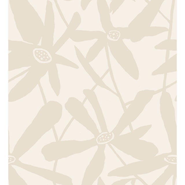 Contemporary Sample - Blossom Wallpaper by Susan Hable in Taupe on Cream For Sale - Image 3 of 3