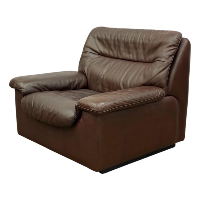 1970s De Sede Vintage Leather Lounge Chair - Ds63 - Chocolate Brown Patinated Leather For Sale