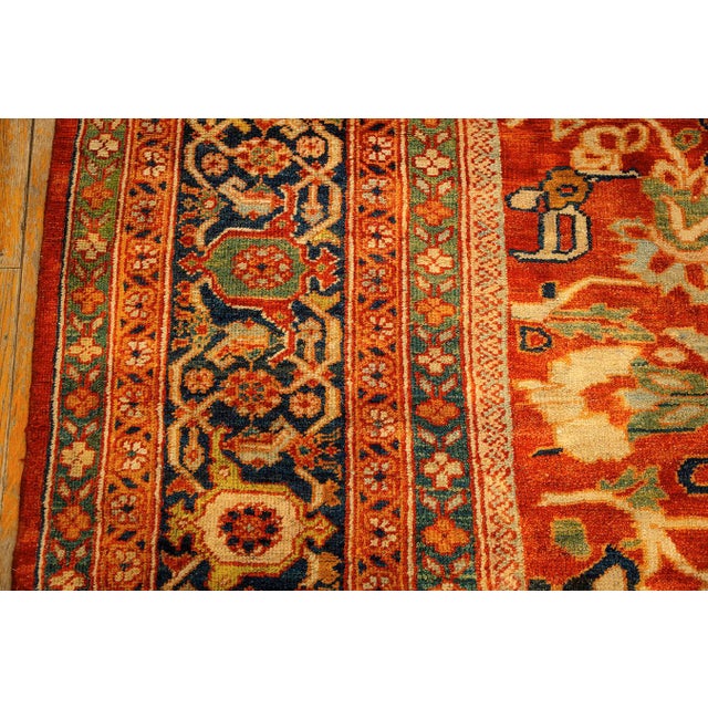 Late 19th Century 1890s Traditional Red Bold Tribal Geometric Antique Persian Sultanabad Wool Rug For Sale - Image 5 of 10