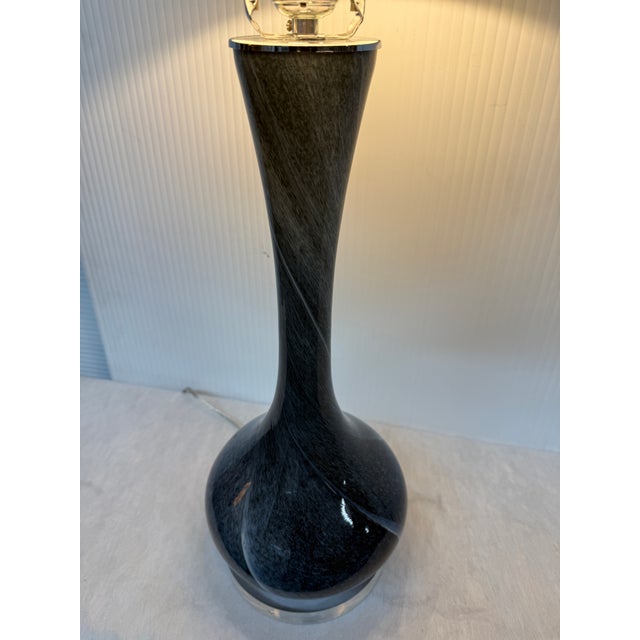 Ceramic Long Neck Deep Blue Table Lamp For Sale - Image 7 of 12