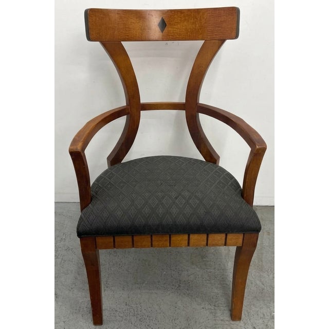 Traditional Pair of Vintage Empire Revival Walnut Armchairs With Ebony Inlay For Sale - Image 3 of 5