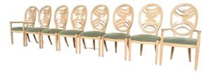 Henredon Modern Art Deco Carved Oak Dining Chairs, Set of Eight