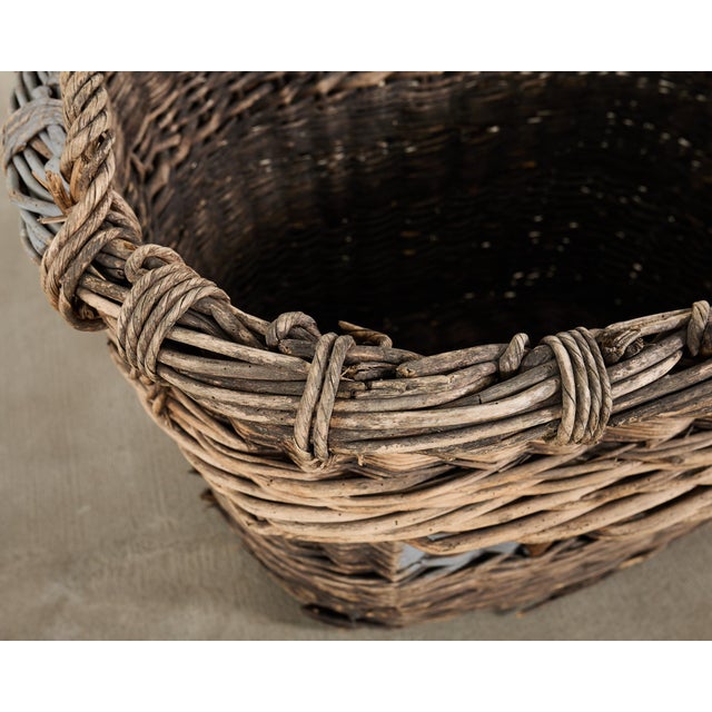 Large Rustic French Provincial Wine Harvest Basket For Sale - Image 13 of 18
