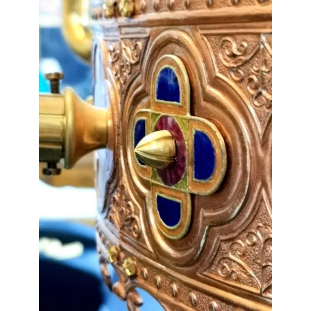 1970s Gold Plated and Enamel Chandelier by Jozsef Engelsz, 1970s For Sale - Image 5 of 18