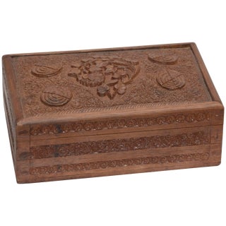 Carved Rosewood Tea Caddy For Sale