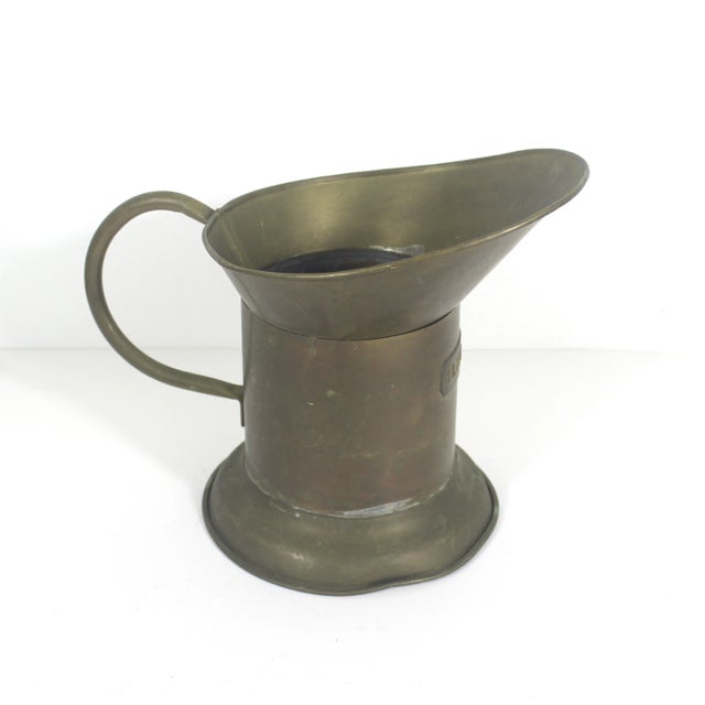 Mid 20th Century Old Brass Pitcher Jug With Handle For Sale - Image 4 of 9