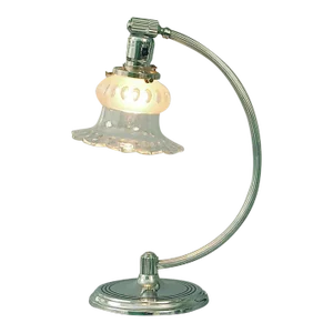 1930s Chrome Chase Table/Desk Lamp With French Crystal Glass Shade