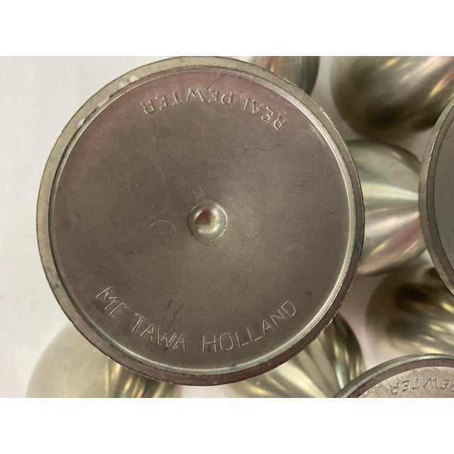 Mid-Century Modern Mid 20th Century Metewa, Holland, Mid-Century Modern ,Real Pewter – 4 Ounce Wines - Set of Eight For Sale - Image 3 of 8