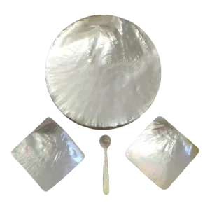 Mother of Pearl Caviar Dish and Spoon Set - Set of 4
