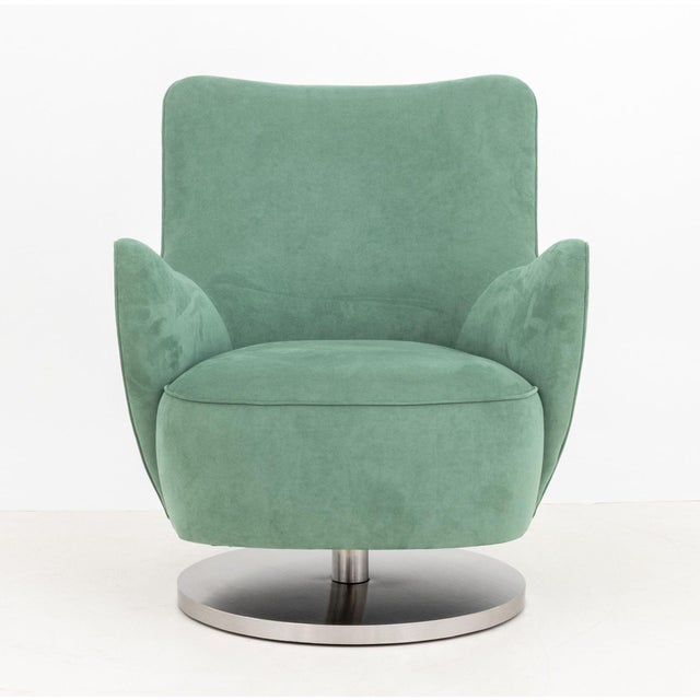 Vladimir Kagan Vladimir Kagan Barrel Swivel Chair and Ottoman For Sale - Image 4 of 13