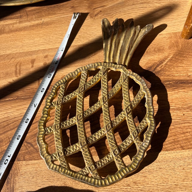 1970s 1970s Brass Pineapple Hot Plate/Trivet For Sale - Image 5 of 7