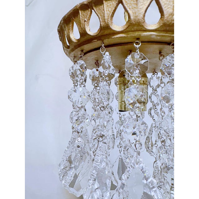 Brass 1960s Italian Brass Rim Upside Down Layered Chandelier For Sale - Image 8 of 9