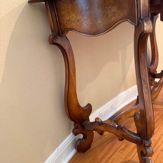 Wood John-Richard Burl Wood Walnut Serpentine Console Table For Sale - Image 7 of 8