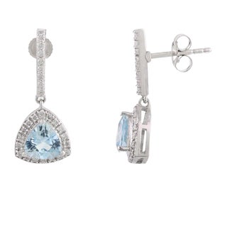 Sparkling Aquamarine Diamond Wedding Dangle Earrings for Her- a Pair For Sale