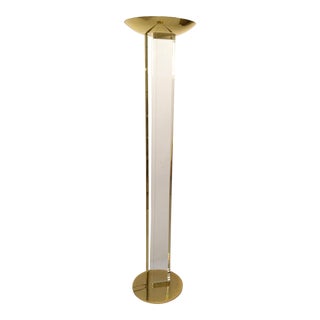 Fredrick Ramond Uplighter Lucite Brass Tall Floor Lamp Mid-Century Modern 1986 For Sale