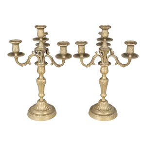 Pair of Louis XV Style French Brass Candelabra