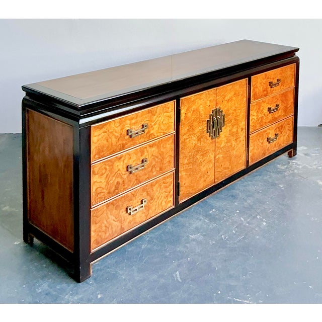 Vintage Regency Century Chin Hua Burl Pagoda Dresser For Sale - Image 12 of 12
