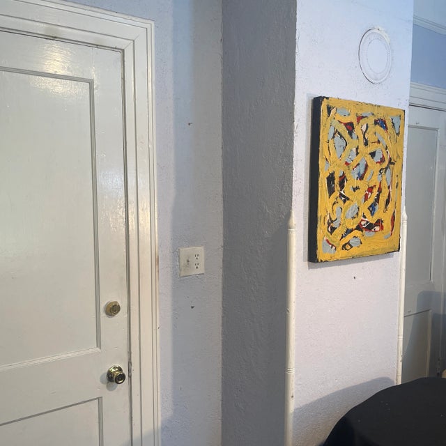 Mid-Century Modern “Yellow” by John Frates, Mid Century Modern,contemporary, 2023, 24x21x1.75 Image, With Frame, See Last Photo For Sale - Image 3 of 7