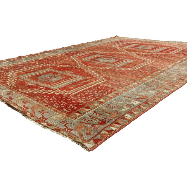 54112 Antique Persian Gabbeh Rug, 06'05 x 09'05. The Desert Citadel: Late 19th Century Persian Gabbeh Masterpiece of...
