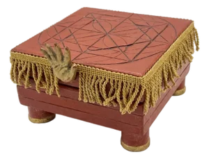 Vintage Alchemical Hermetic Secret Geometry Seal Box With Hand Handle