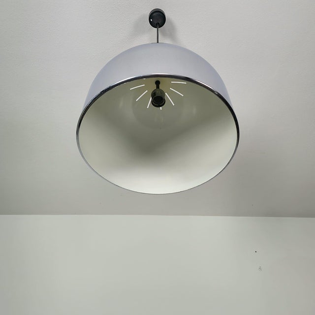 Chromed Metal Pendant Lamp, 1970s For Sale - Image 3 of 12