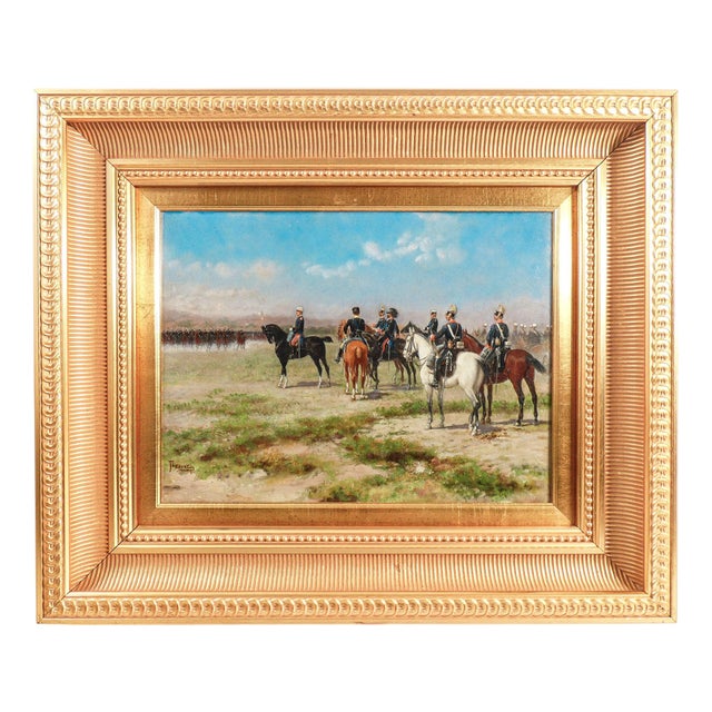 Sebastiano Panunzi, Military Maneuvers, Oil Painting, Framed For Sale