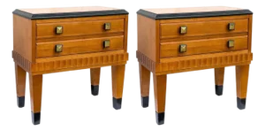 Biedermeier or Art Deco Style Satinwood Side Tables or Chests by Lane
