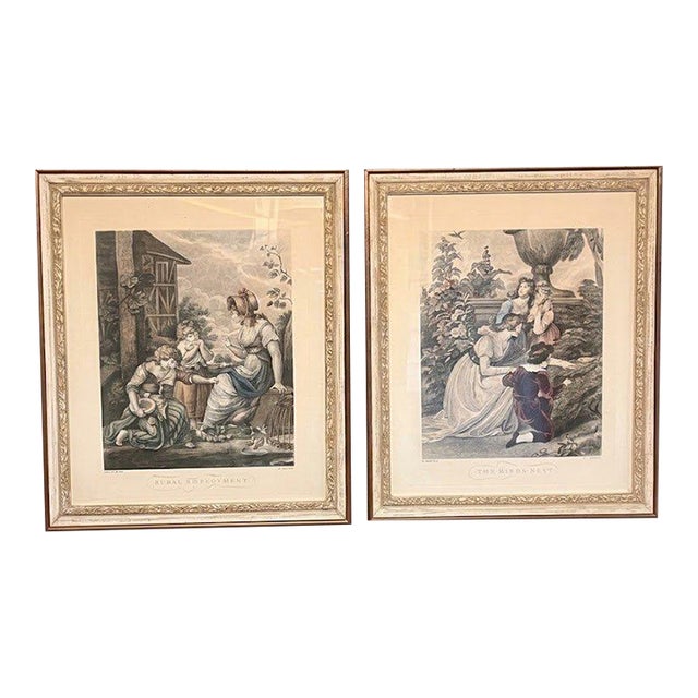 1920s The Birds Nest R. Westall A. Zaffonato Hand-Colored Engraving Regency - Set of 2 For Sale