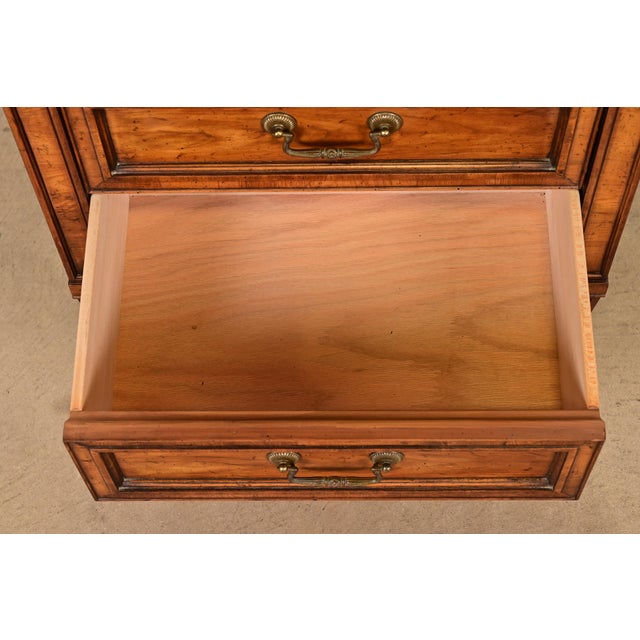 Wood Heritage French Regency Louis XVI Carved Walnut Gentleman's Chest or Linen Press, 1960s For Sale - Image 7 of 12