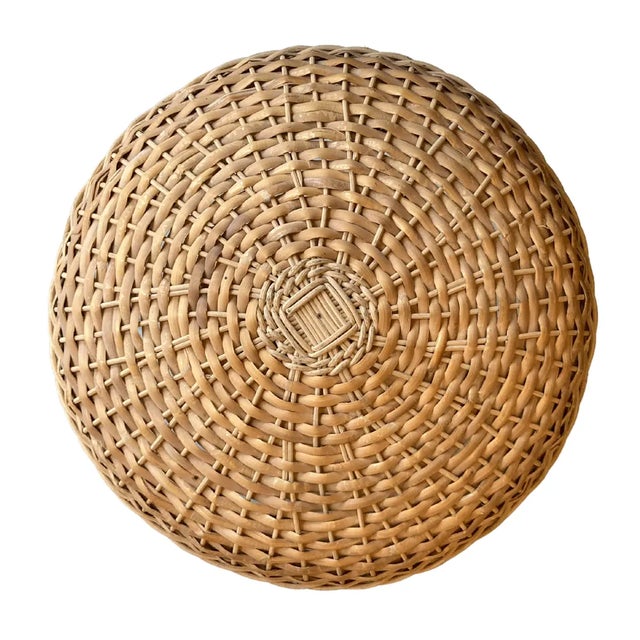 Beige Large Scandinavian Wicker Mushroom Table Lamp, 1960s or 1970s For Sale - Image 8 of 10