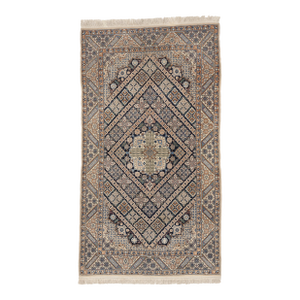Mid Century Hand Knotted Persian Nain Wool & Silk Rug - 3'10" X 6'8"