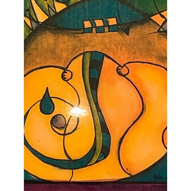 Mid-Century Modern Vintage Harlequin Jester Abstract Painting Wood Panel Signed Mira 9/50 21x15 For Sale - Image 3 of 6