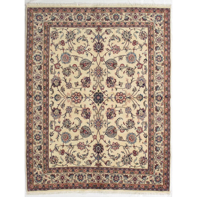 Vintage Hand-knotted Persian Mashad rug from northeastern Iran, known for its durable construction and fine workshop...