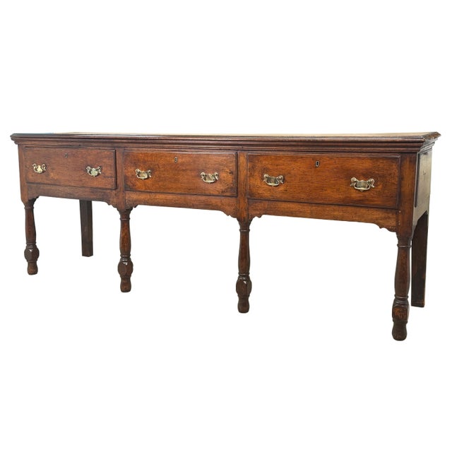 Large Early 18th Century English George I Oak Dresser Base, 1720 For Sale - Image 12 of 12