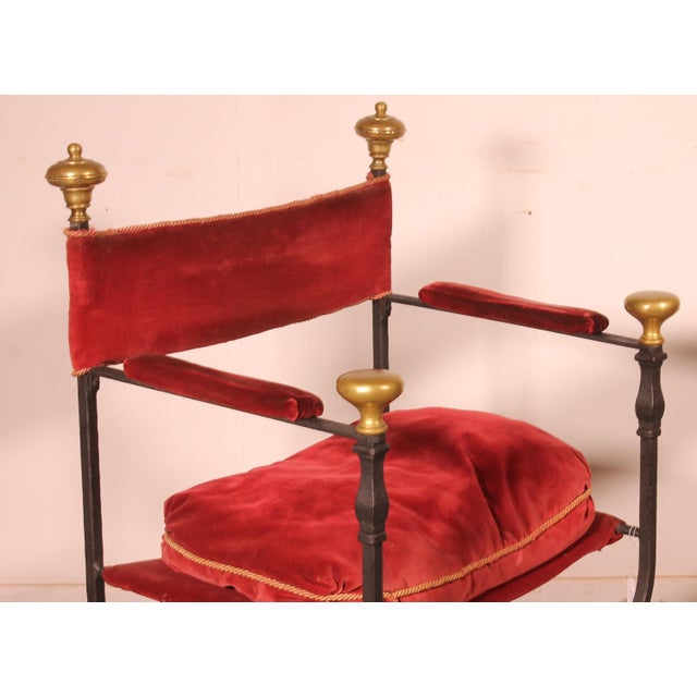 Set of Curule Armchairs in Wrought Iron and Bronze For Sale - Image 11 of 15