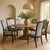 Set of six vintage dining chairs with tall sculptural backs, refinished grey wood frames, and newly reupholstered seats....