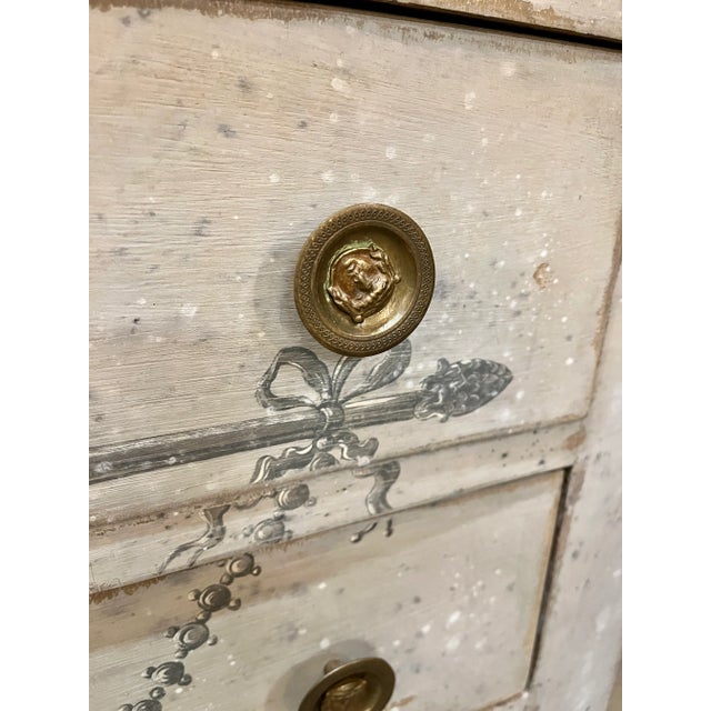 French Country Early 20th Century Antique Hand Painted French Chest of Drawers For Sale - Image 3 of 13