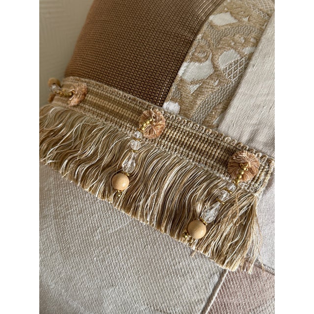 Modern Lux Patchwork With Fringe Pillows - 18" X 18" Sold as a Pair For Sale - Image 3 of 9