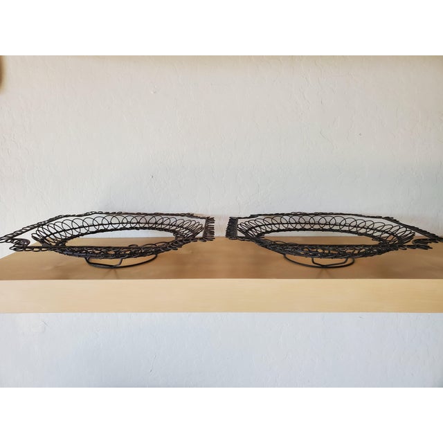 Decorative Vintage Wire Plate Holders, Set of 2 For Sale - Image 4 of 4