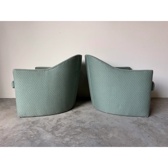 1980s 1980’s Vintage Selig Imperial-Style Barrel Back Upholstered Club Chairs – A Pair For Sale - Image 5 of 12