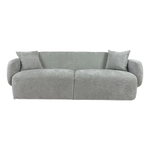 Modern Low-Profile Sofa in Soft Dove Grey For Sale