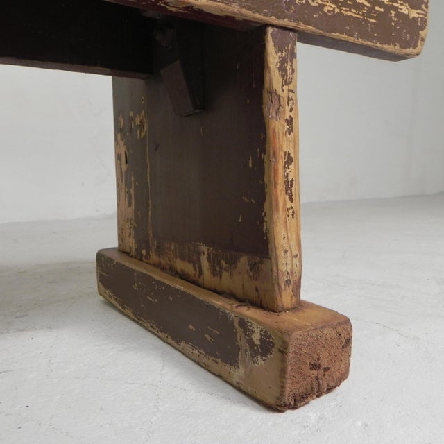 Pine Bench with Backrest, 1950s For Sale - Image 18 of 18