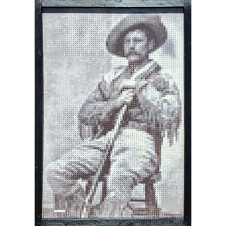 Francisco Vital "Lone Coyote' McGraw" Contemporary Black and White Pixelated Cowboy Portrait, 2025 For Sale