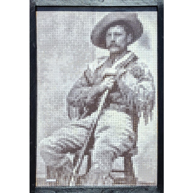 Francisco Vital "Lone Coyote' McGraw" Contemporary Black and White Pixelated Cowboy Portrait, 2025 For Sale