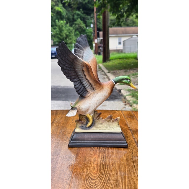 Large Limited Edition Hand-Painted Mallard Duck Figurine Sculpture With Raised Wings For Sale - Image 11 of 12