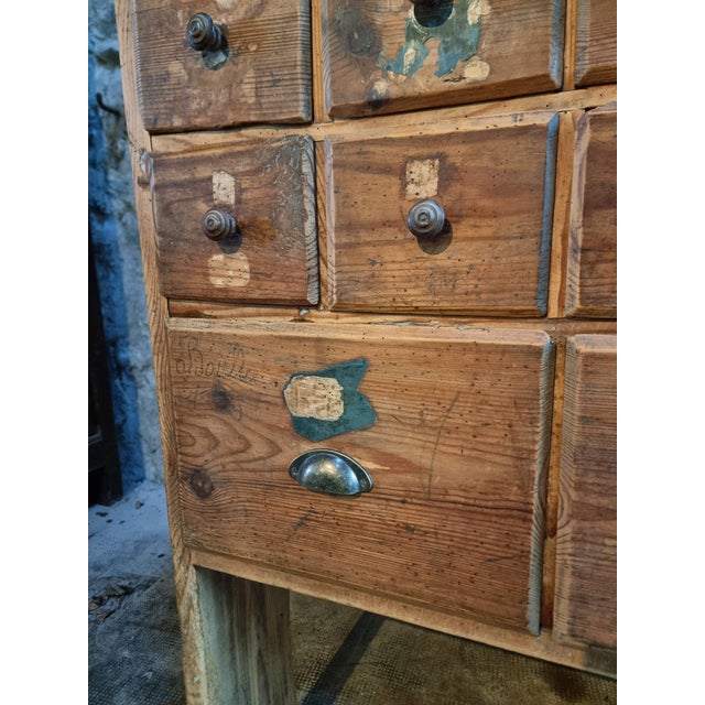 Antique Apothecary Cabinet with Drawers in Pine, 19th Century For Sale - Image 9 of 18