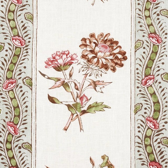 Contemporary Sample - Schumacher Ariana Floral Stripe Fabric in Chelsea Garden For Sale - Image 3 of 3