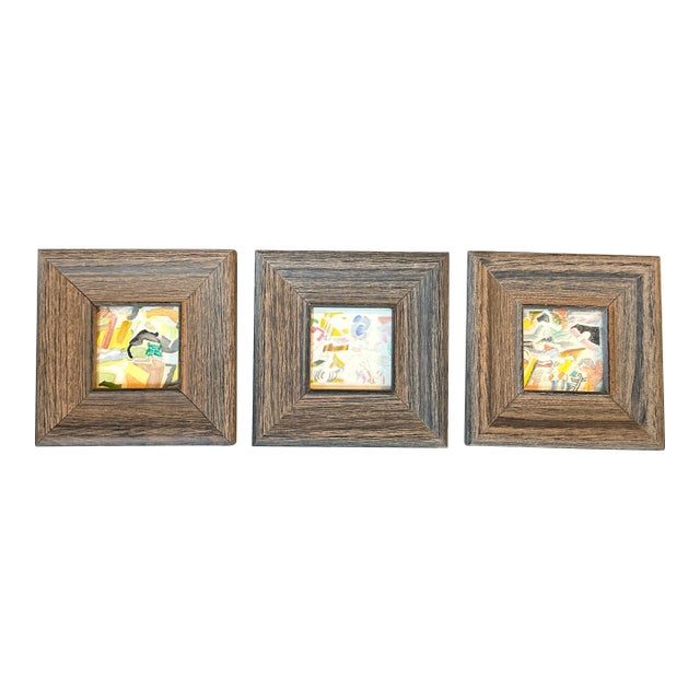 Three 1950’s Original Abstract Expressionist Watercolor Paintings / Drawings - Set of Three For Sale